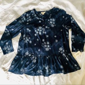 XL Navy Floral Peplum Top NEW Style & Co.